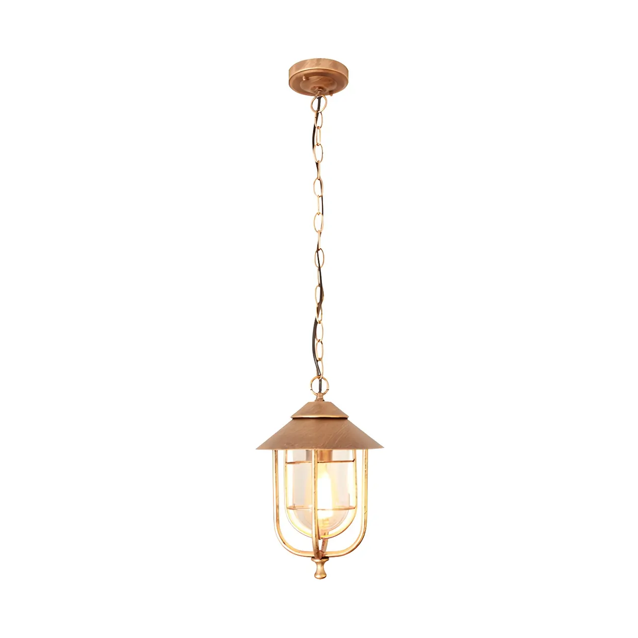 Traditional Cone Ceiling Light Single-Bulb Iron Hanging Pendant Light with Bell Clear Glass Shade for Garden Image - 9 | homeyfad