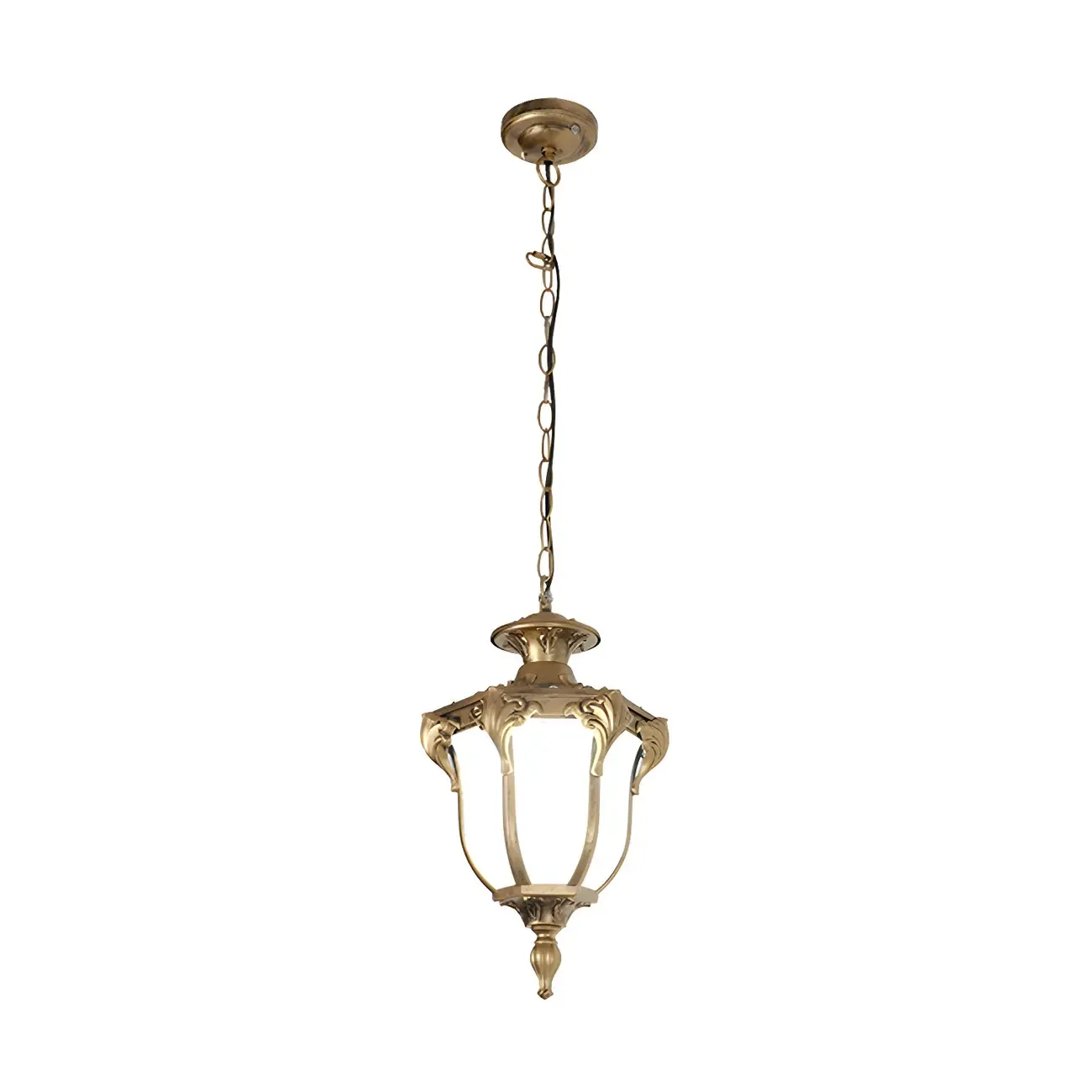 Traditional Bell Shade Solar Ceiling Light Cream Glass LED Hanging Pendant Light for Courtyard Image - 5