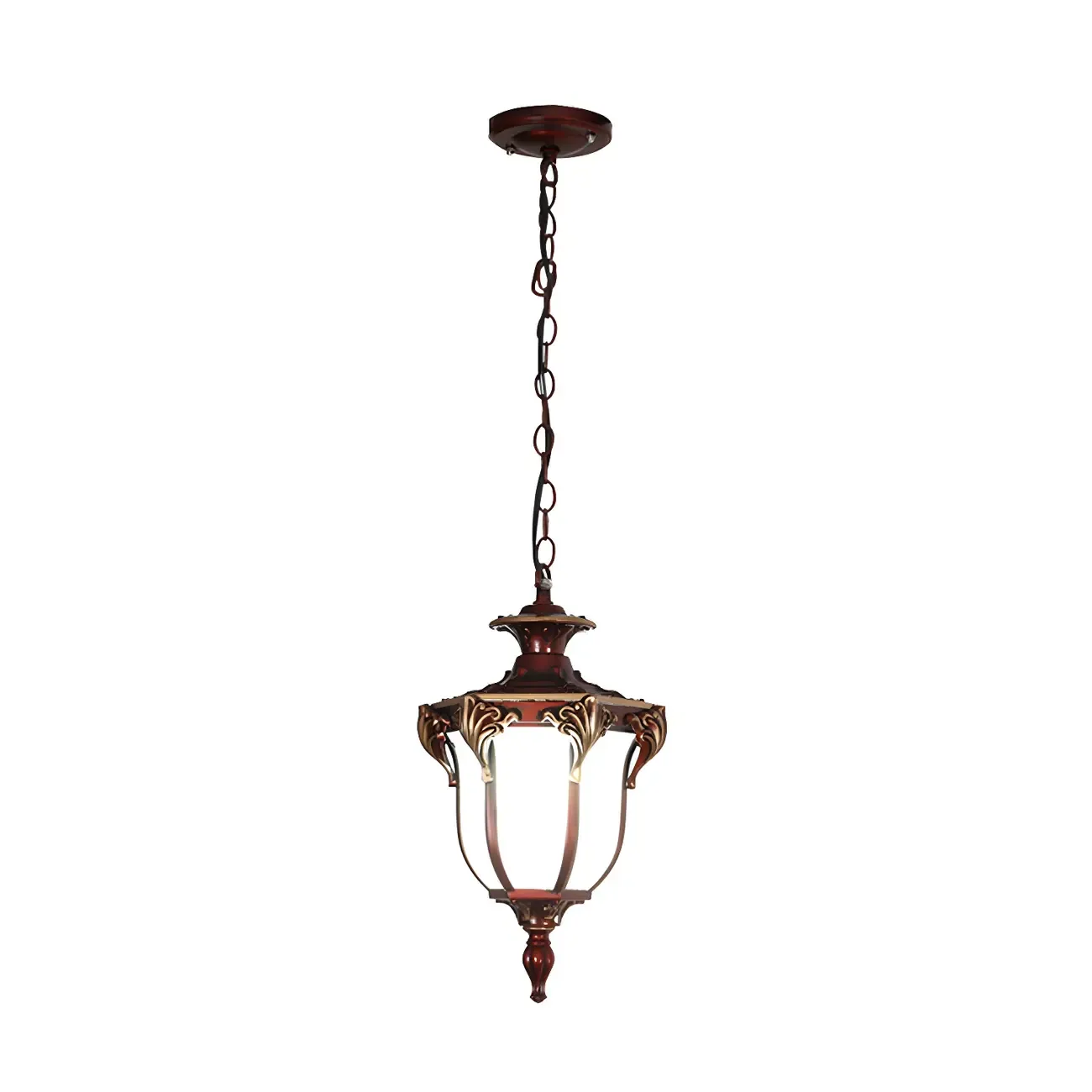 Traditional Bell Shade Solar Ceiling Light Cream Glass LED Hanging Pendant Light for Courtyard Image - 7