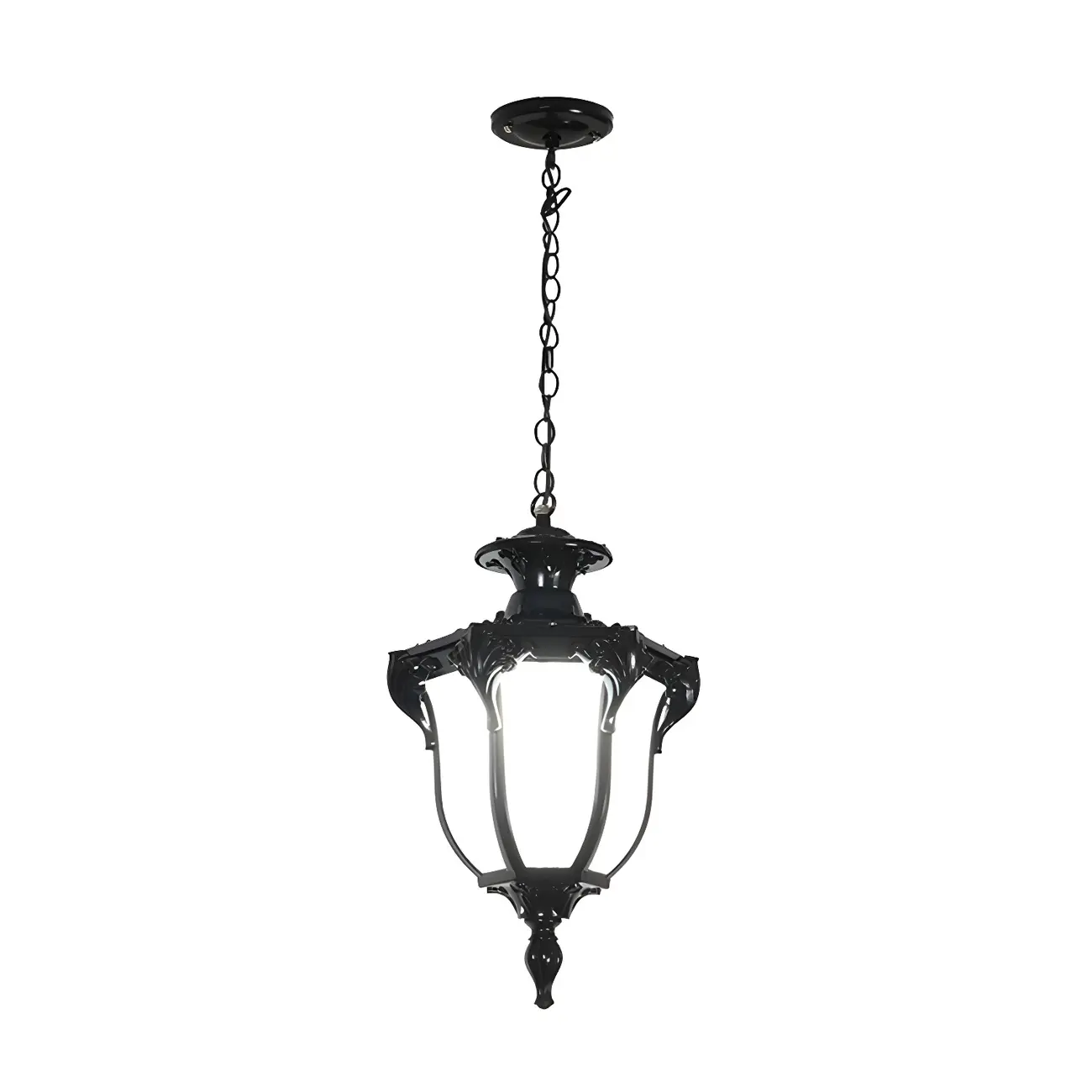 Traditional Bell Shade Solar Ceiling Light Cream Glass LED Hanging Pendant Light for Courtyard Image - 8 | homeyfad