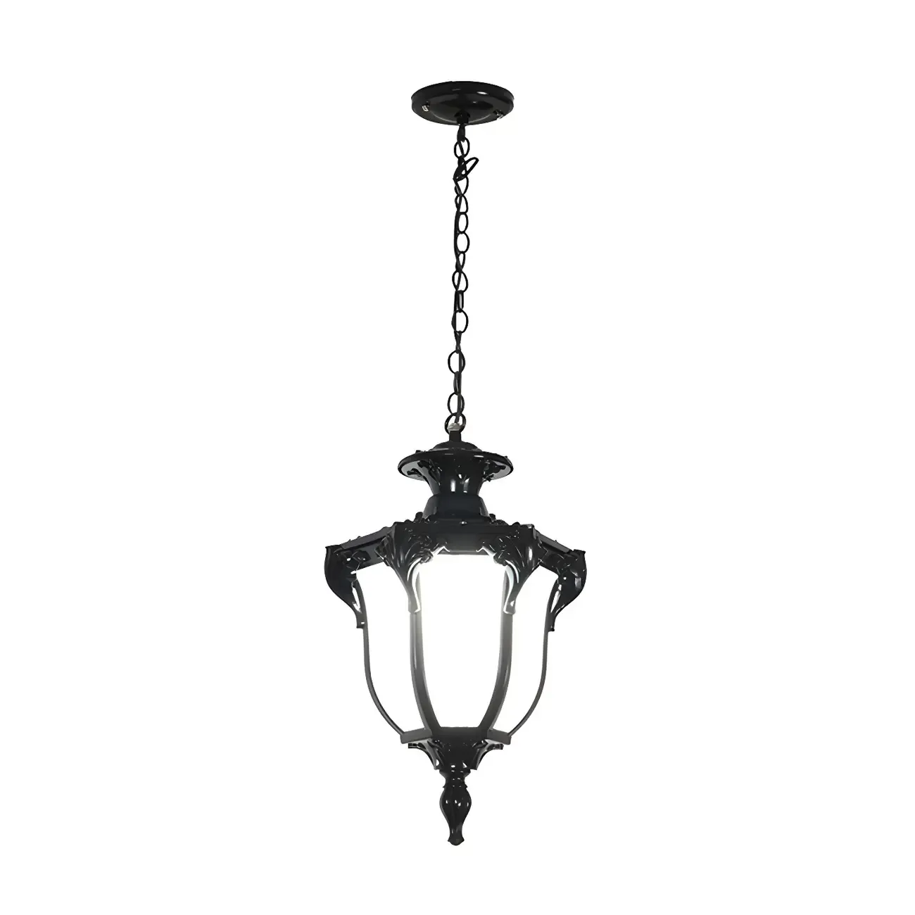 Traditional Bell Shade Solar Ceiling Light Cream Glass LED Hanging Pendant Light for Courtyard Image - 8