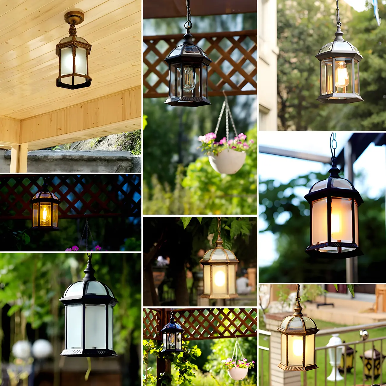 Birdcage Clear Glass Suspension Light Retro 1-Light Courtyard Pendant Light Fixture Image - 5 | homeyfad