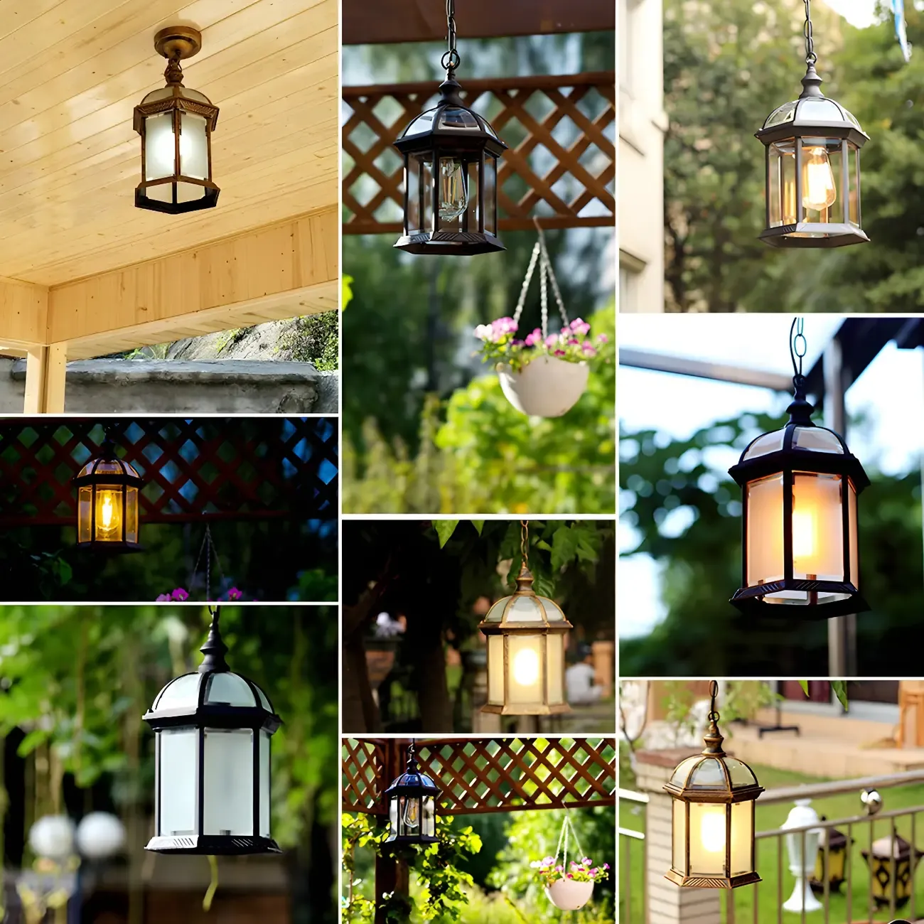 Birdcage Clear Glass Suspension Light Retro 1-Light Courtyard Pendant Light Fixture Image - 5