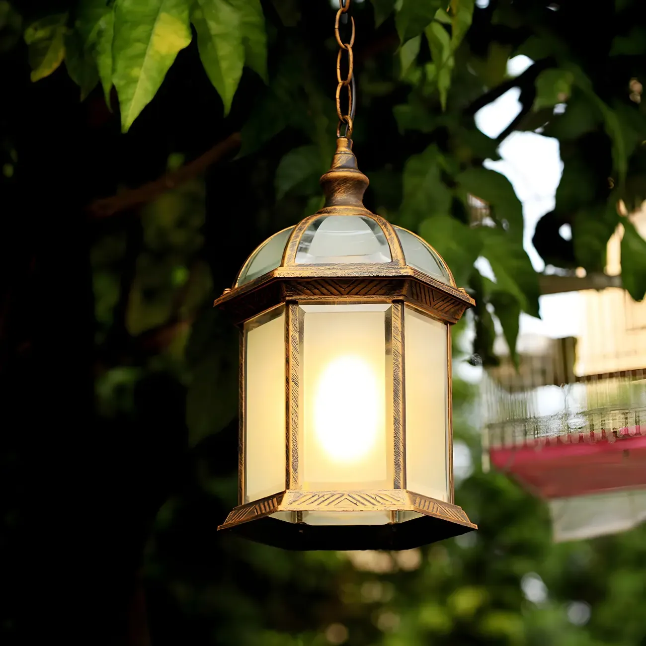 Birdcage Clear Glass Suspension Light Retro 1-Light Courtyard Pendant Light Fixture Image - 3