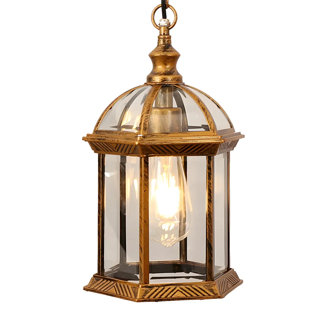 Birdcage Clear Glass Suspension Light Retro 1-Light Courtyard Pendant Light Fixture Image - 2 | homeyfad