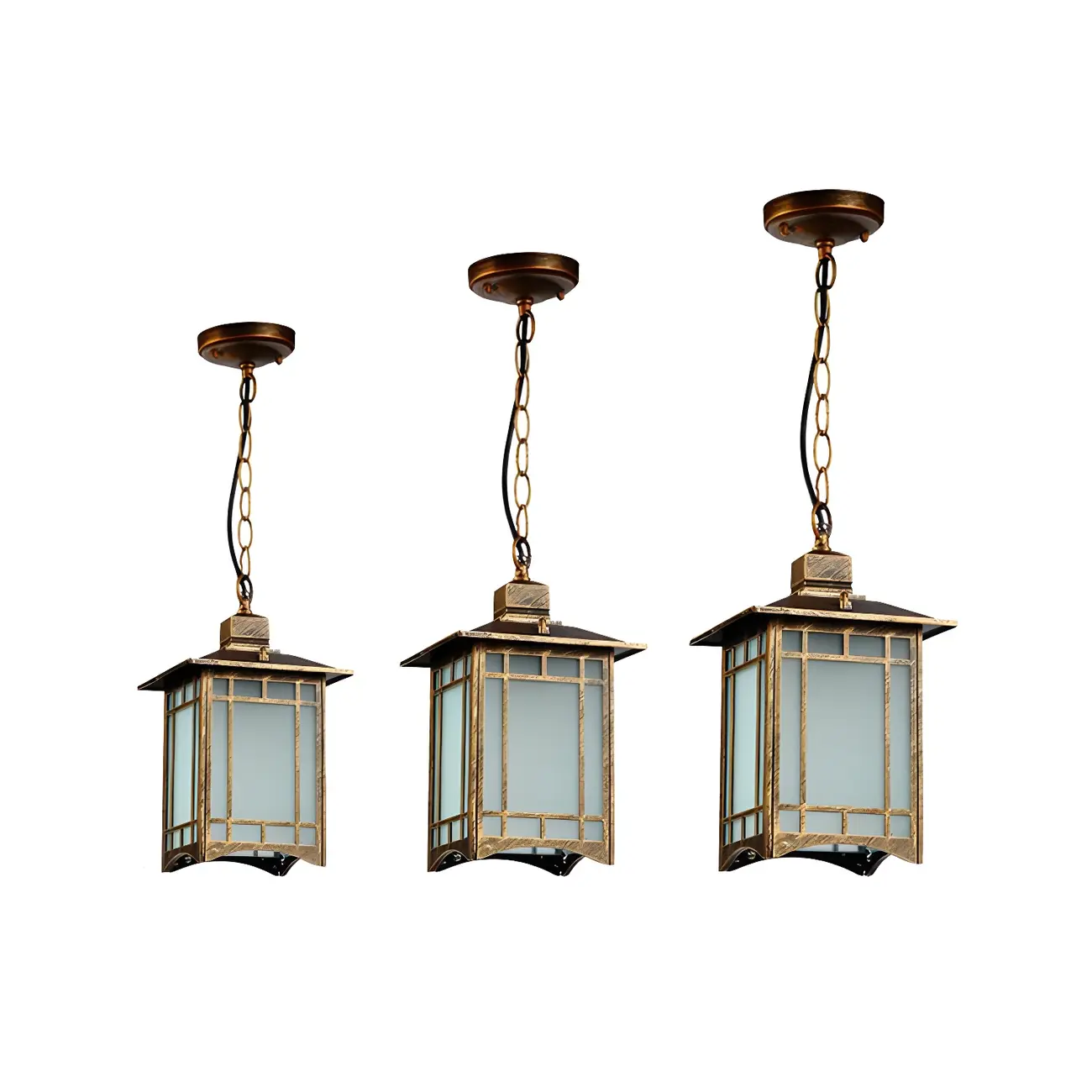 Frost Glass Lantern Ceiling Light Rustic Single-Bulb Garden Hanging Pendant Light Image - 7 | homeyfad