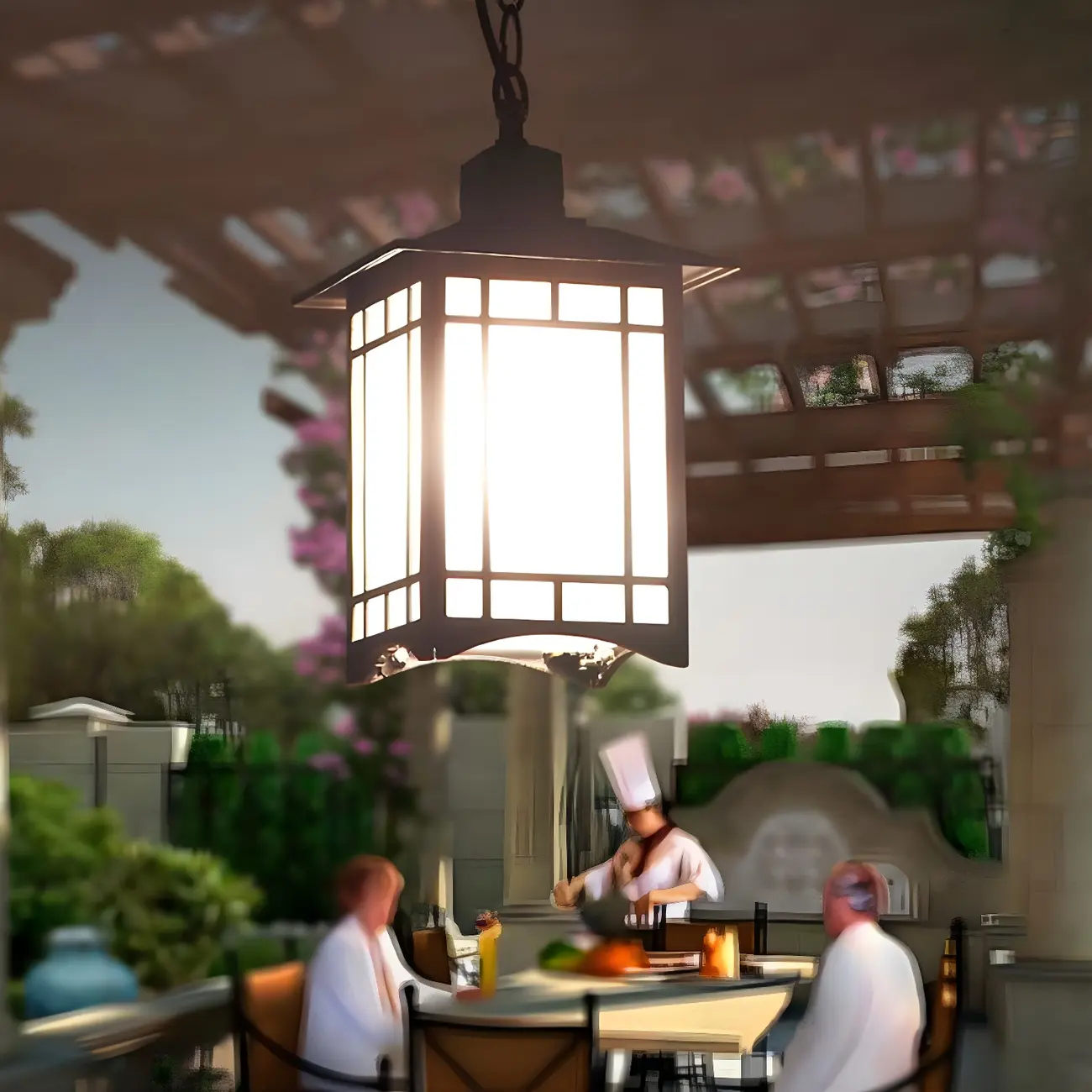 Frost Glass Lantern Ceiling Light Rustic Single-Bulb Garden Hanging Pendant Light Image - 2 | homeyfad