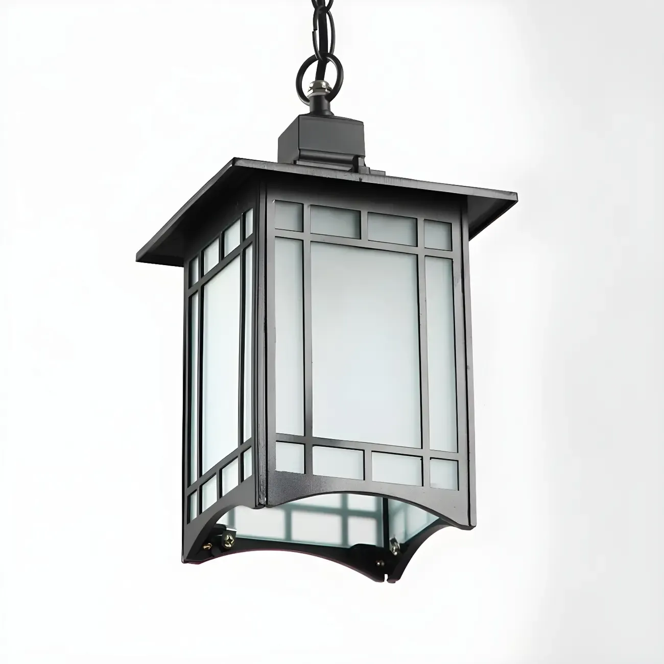 Frost Glass Lantern Ceiling Light Rustic Single-Bulb Garden Hanging Pendant Light Image - 8