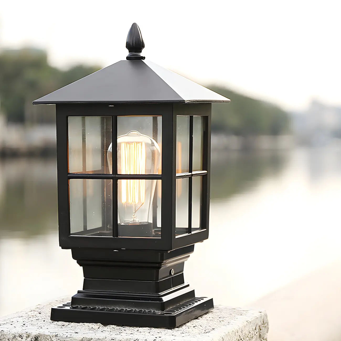 Vintage Black LED Pyramid Post Cap Lights for Garden Image - 2 | homeyfad