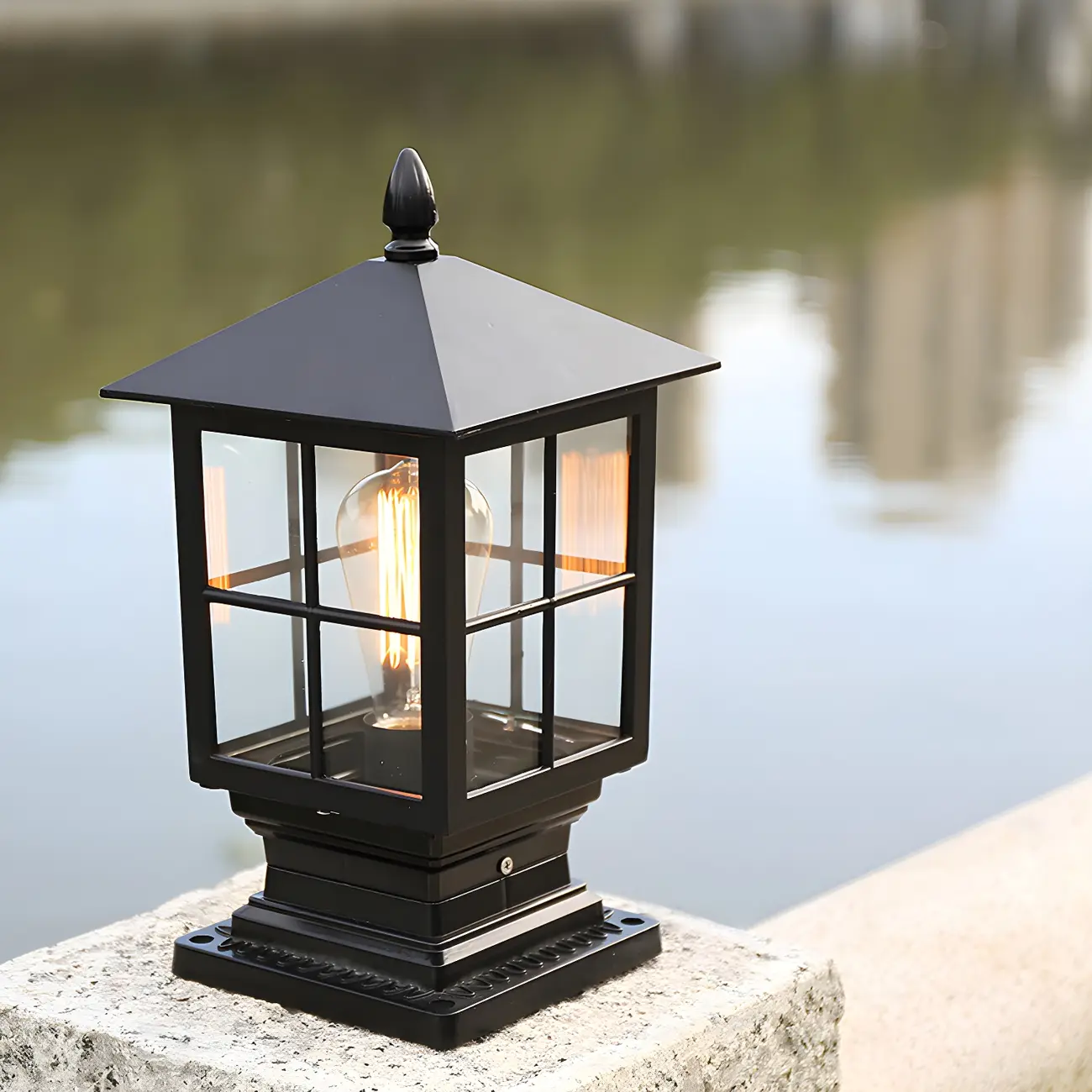 Vintage Black LED Pyramid Post Cap Lights for Garden Image - 3 | homeyfad