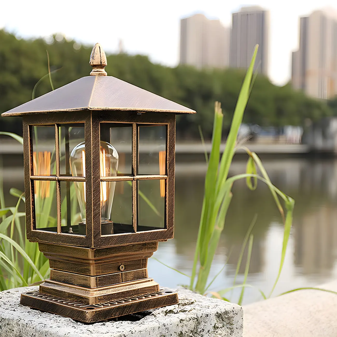 Vintage Black LED Pyramid Post Cap Lights for Garden Image - 6 | homeyfad