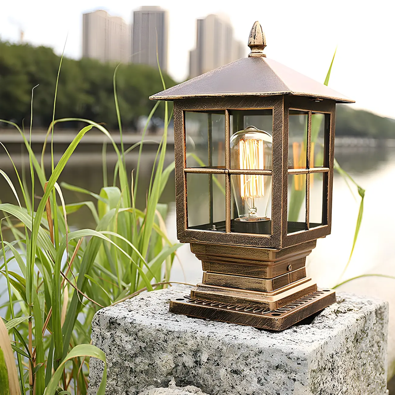 Vintage Black LED Pyramid Post Cap Lights for Garden Image - 7 | homeyfad