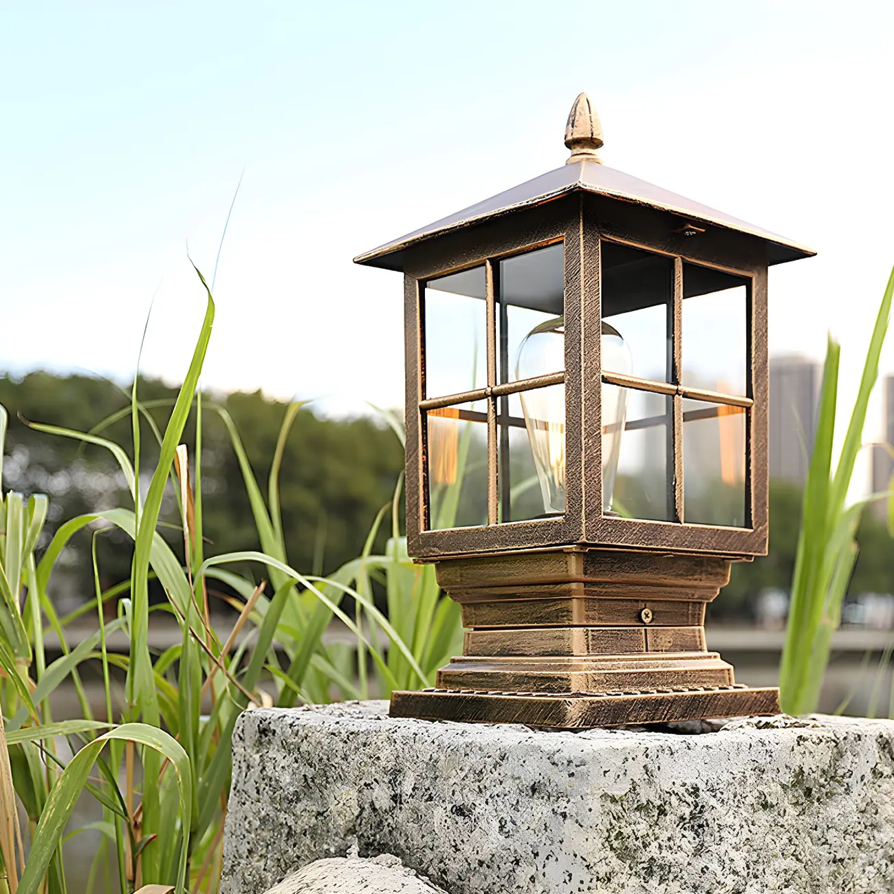 Vintage Black LED Pyramid Post Cap Lights for Garden Image - 8 | homeyfad
