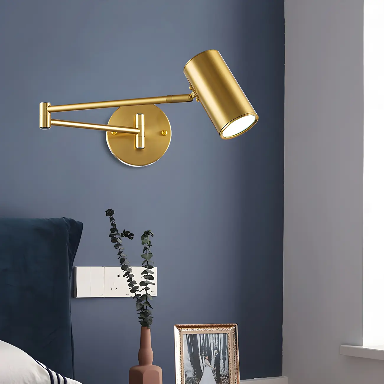 Modern Gold and Black Arm Swing Arm Wall Light Image - 2 | homeyfad