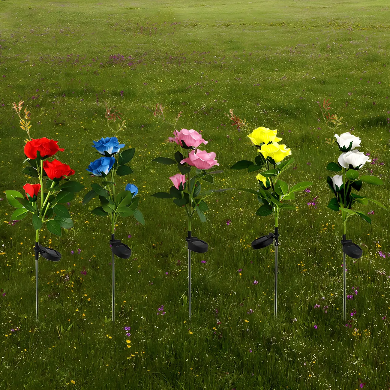 Floral Solar Stake Colorful Garden Landscape Lighting Image - 1 | homeyfad