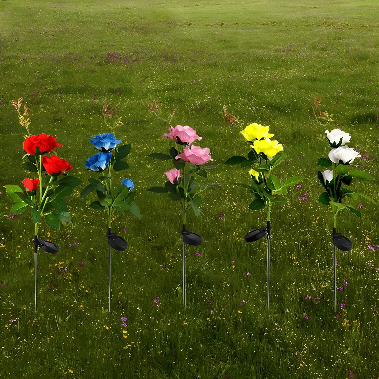 Floral Solar Stake Colorful Garden Landscape Lighting Image - 1