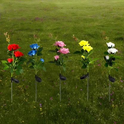 Floral Solar Stake Colorful Garden Landscape Lighting Image - 1