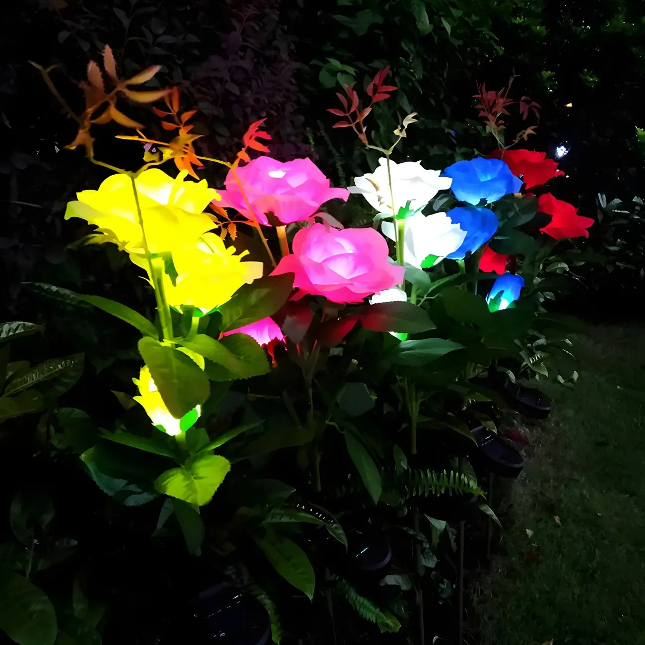 Floral Solar Stake Colorful Garden Landscape Lighting Image - 3