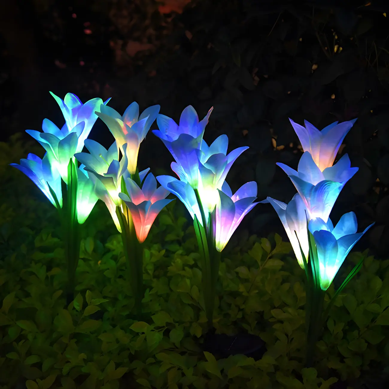 Decorative Artificial Lily Bouquet Solar Ground Landscape Lighting Image - 3 | homeyfad