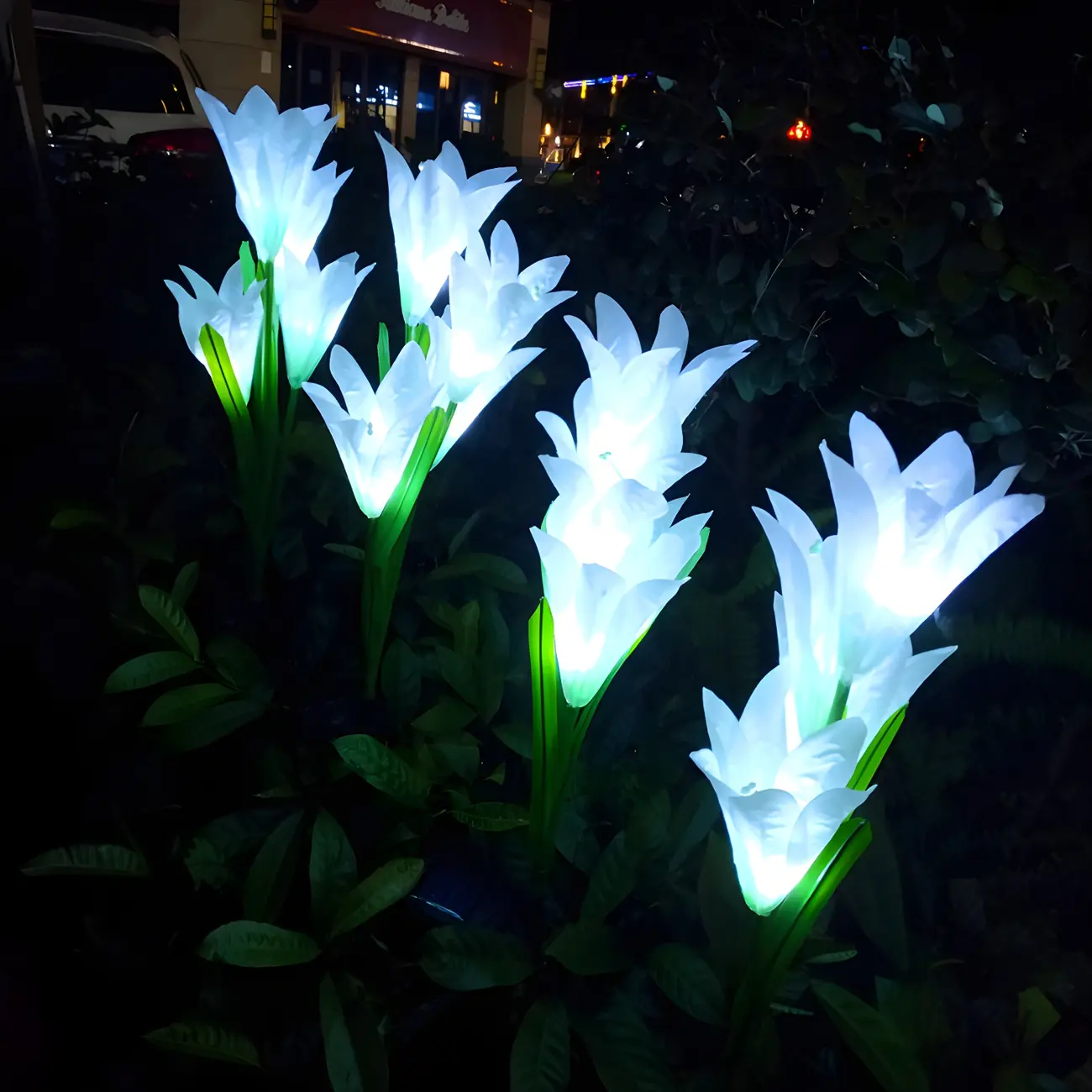 Decorative Artificial Lily Bouquet Solar Ground Landscape Lighting Image - 4 | homeyfad
