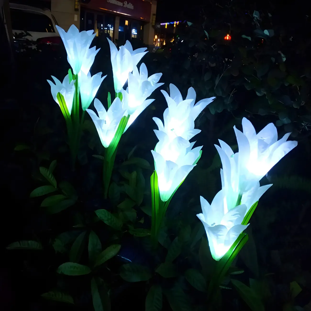 Decorative Artificial Lily Bouquet Solar Ground Landscape Lighting Image - 4