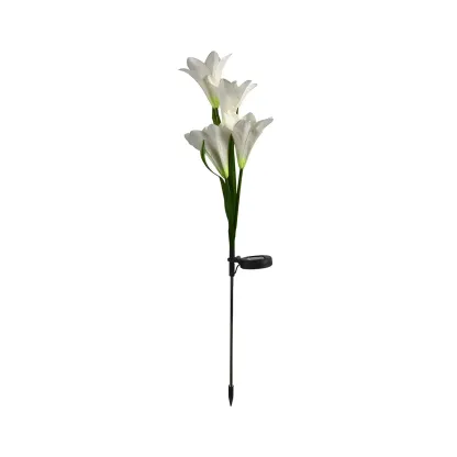 Decorative Artificial Lily Bouquet Solar Ground Landscape Lighting Image - 9
