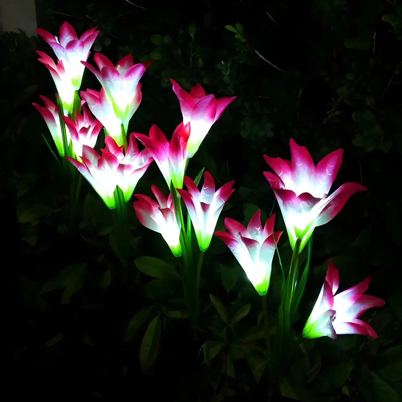 Decorative Artificial Lily Bouquet Solar Ground Landscape Lighting Image - 8