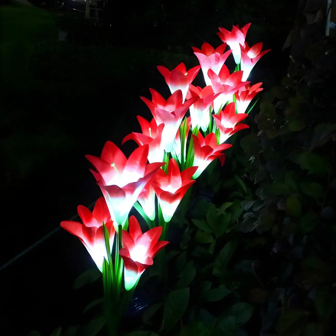 Decorative Artificial Lily Bouquet Solar Ground Landscape Lighting Image - 7