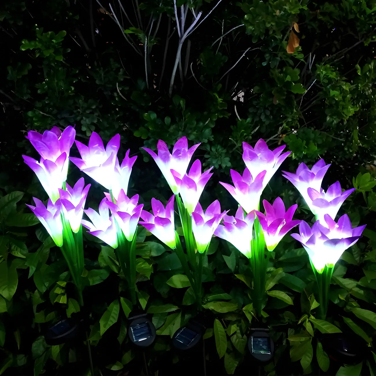 Decorative Artificial Lily Bouquet Solar Ground Landscape Lighting Image - 6 | homeyfad