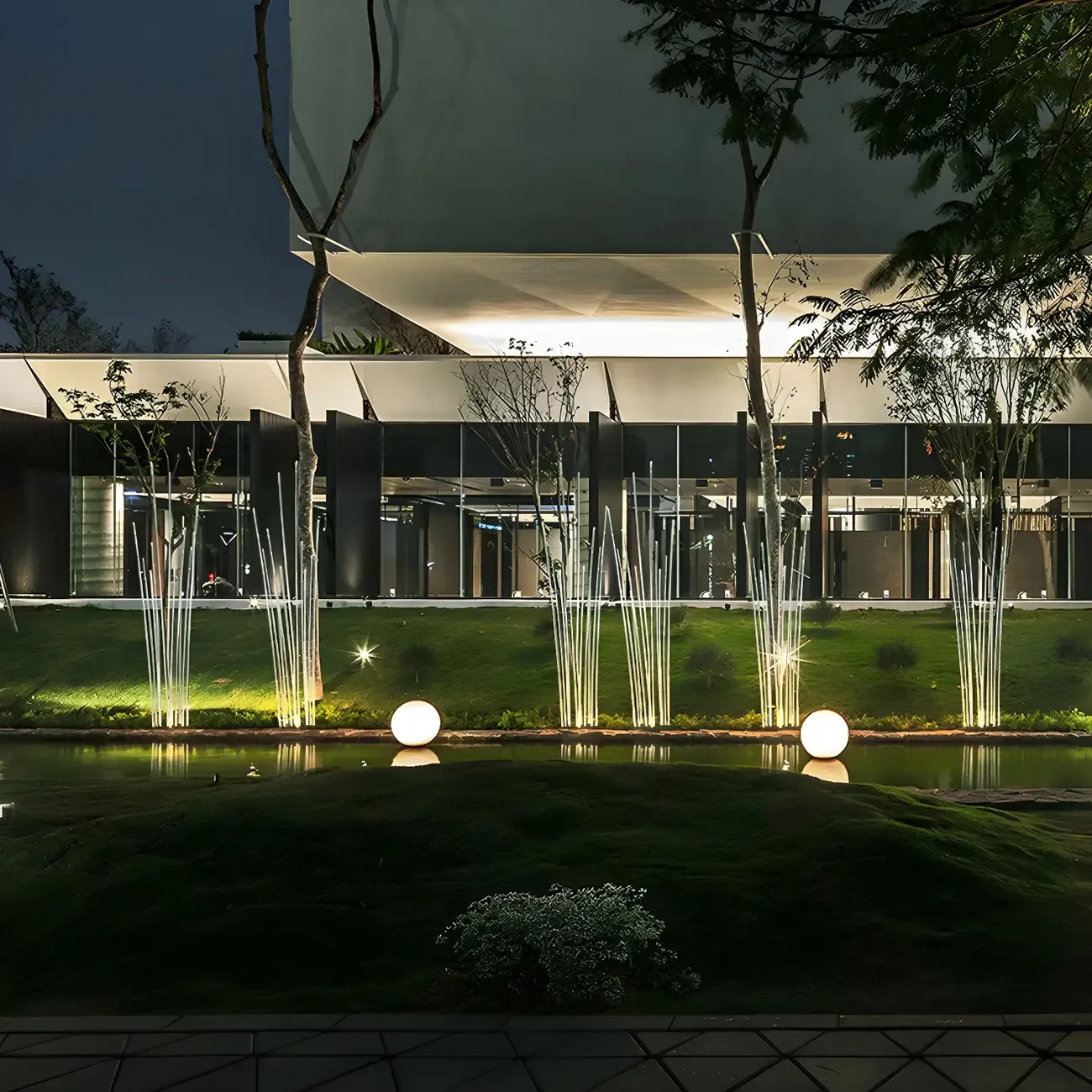 Optical Fiber Reed Minimalist LED Landscape Lighting Image - 1