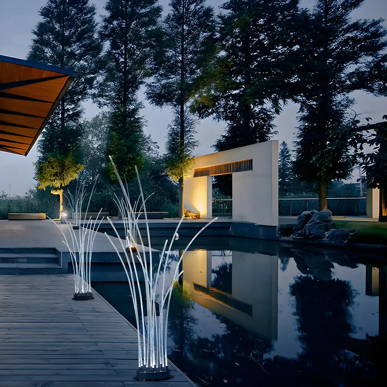 Optical Fiber Reed Minimalist LED Landscape Lighting Image - 3