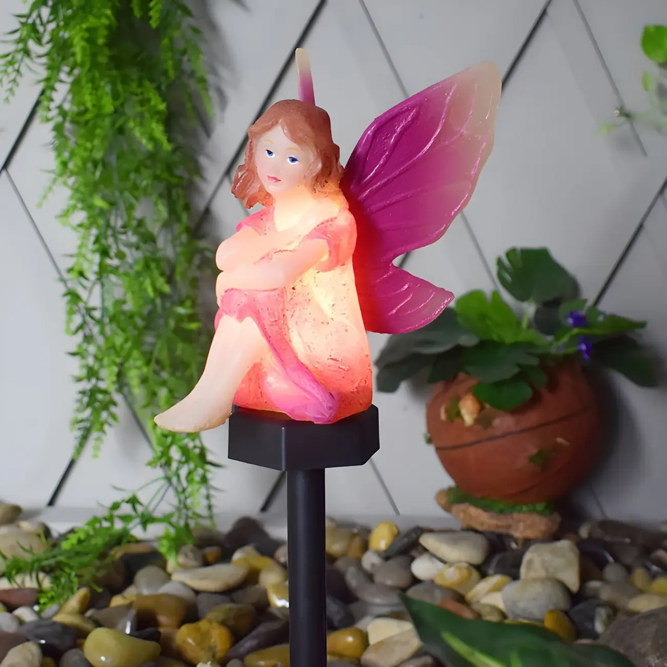 Fairy Figurine Solar Plastic Landscape Lighting Image - 2