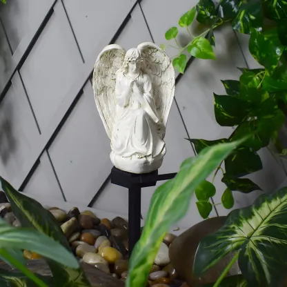 Artistic Angel Sculpture Solar Landscape Lighting Image - 3