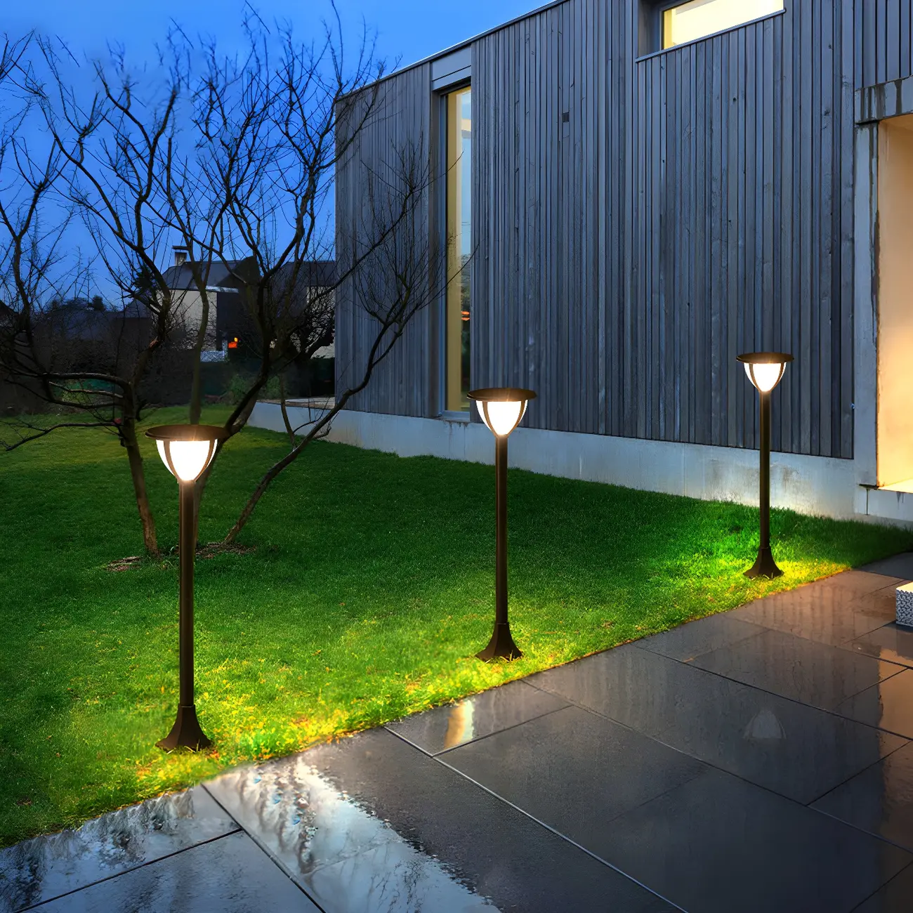 Modern Round Hemisphere Pole Solar Landscape Lighting Image - 3 | homeyfad