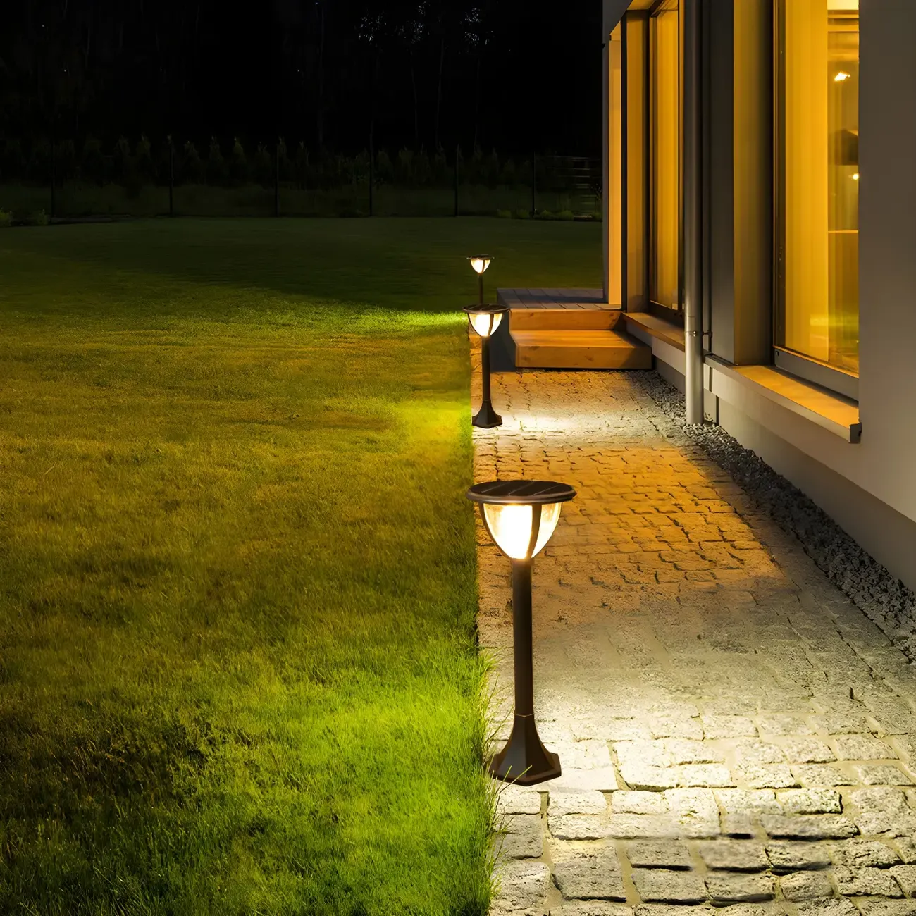 Modern Round Hemisphere Pole Solar Landscape Lighting Image - 4
