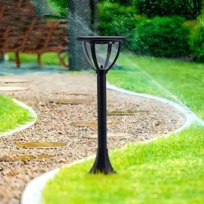 Modern Round Hemisphere Pole Solar Landscape Lighting Image - 5