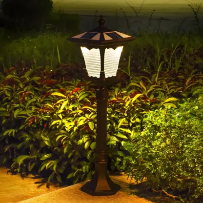 Vintage Flared Square Ribbed Glass LED Path Landscape Lighting Image - 1
