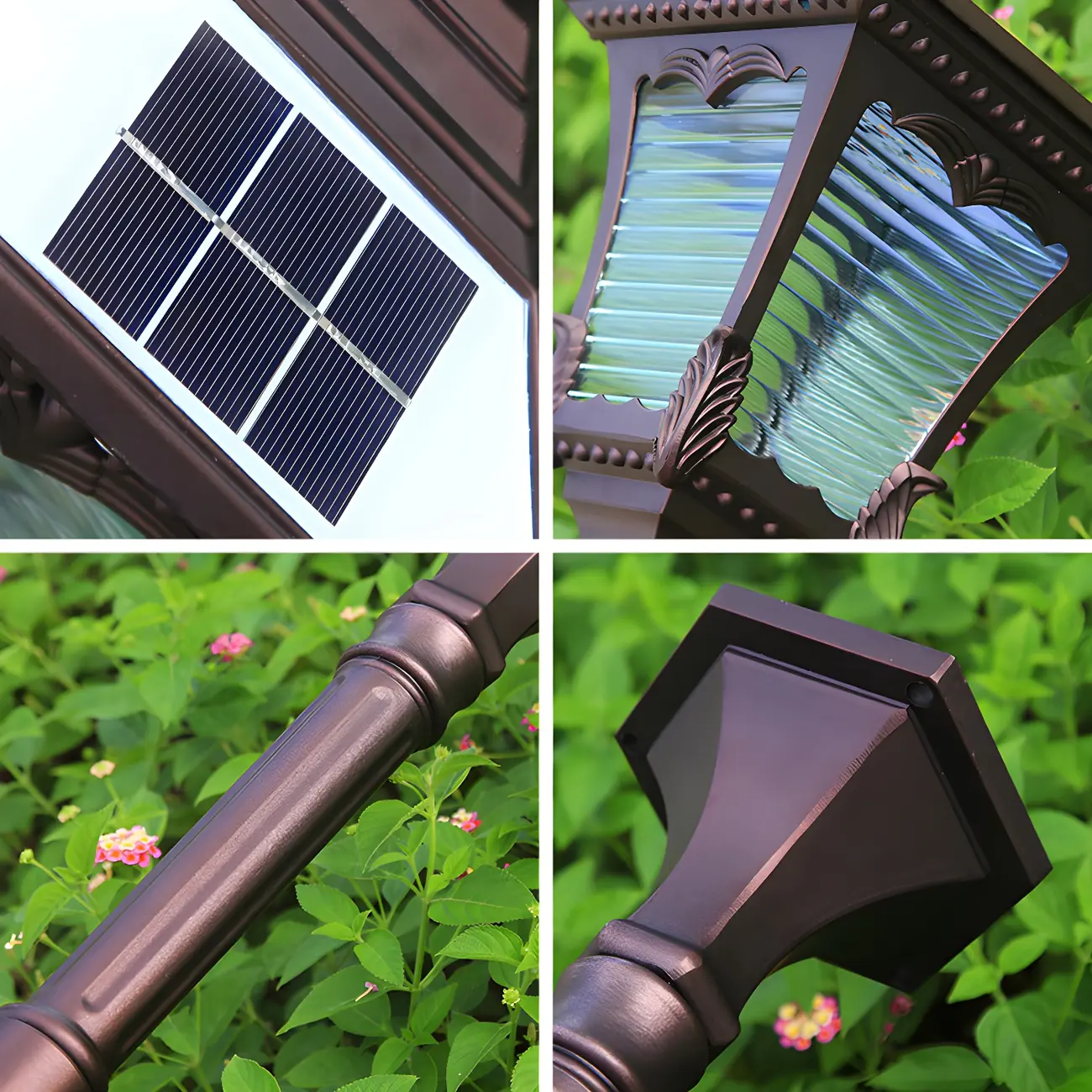 Vintage Flared Square Ribbed Glass LED Path Landscape Lighting Image - 4 | homeyfad