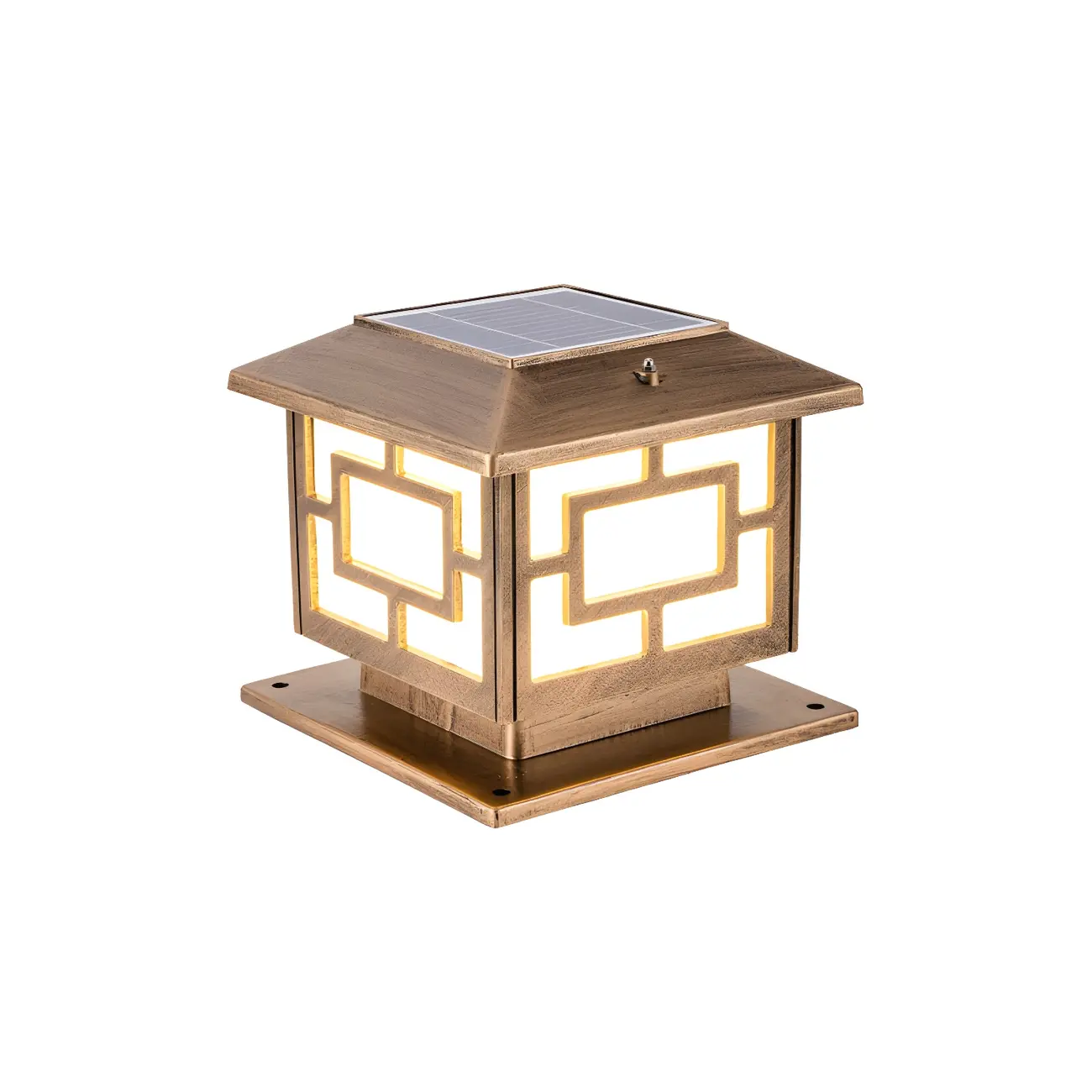 Oriental Classic Bronze Metal Solar Outdoor Post Lights Image - 1 | homeyfad