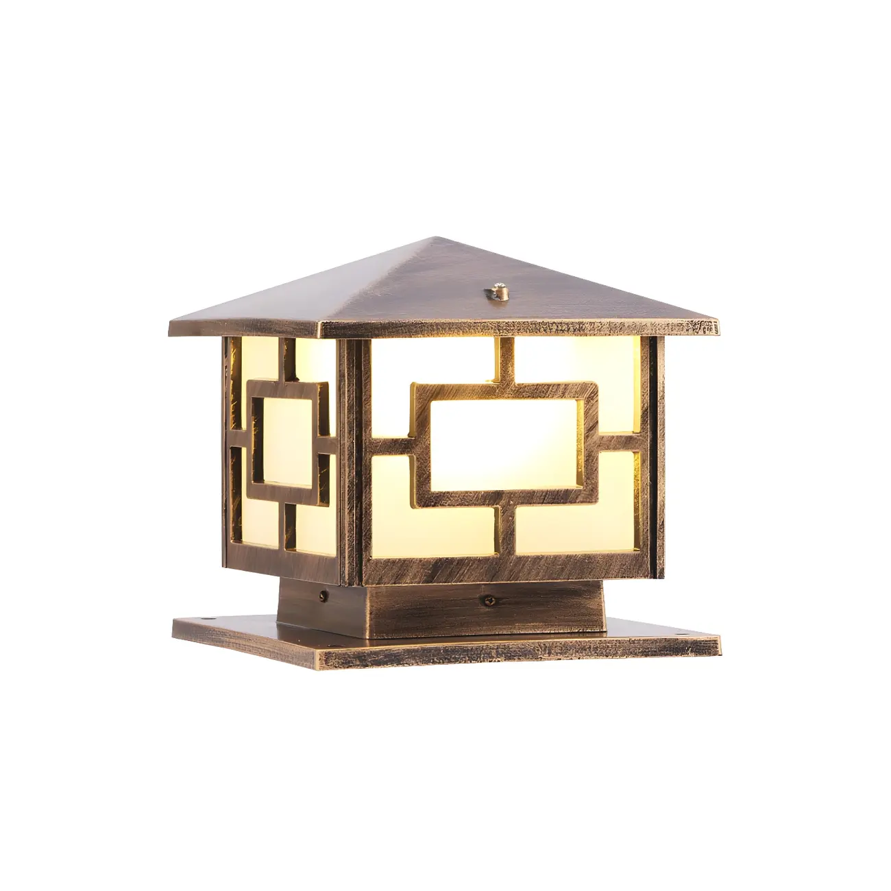 Oriental Classic Bronze Metal Solar Outdoor Post Lights Image - 3 | homeyfad
