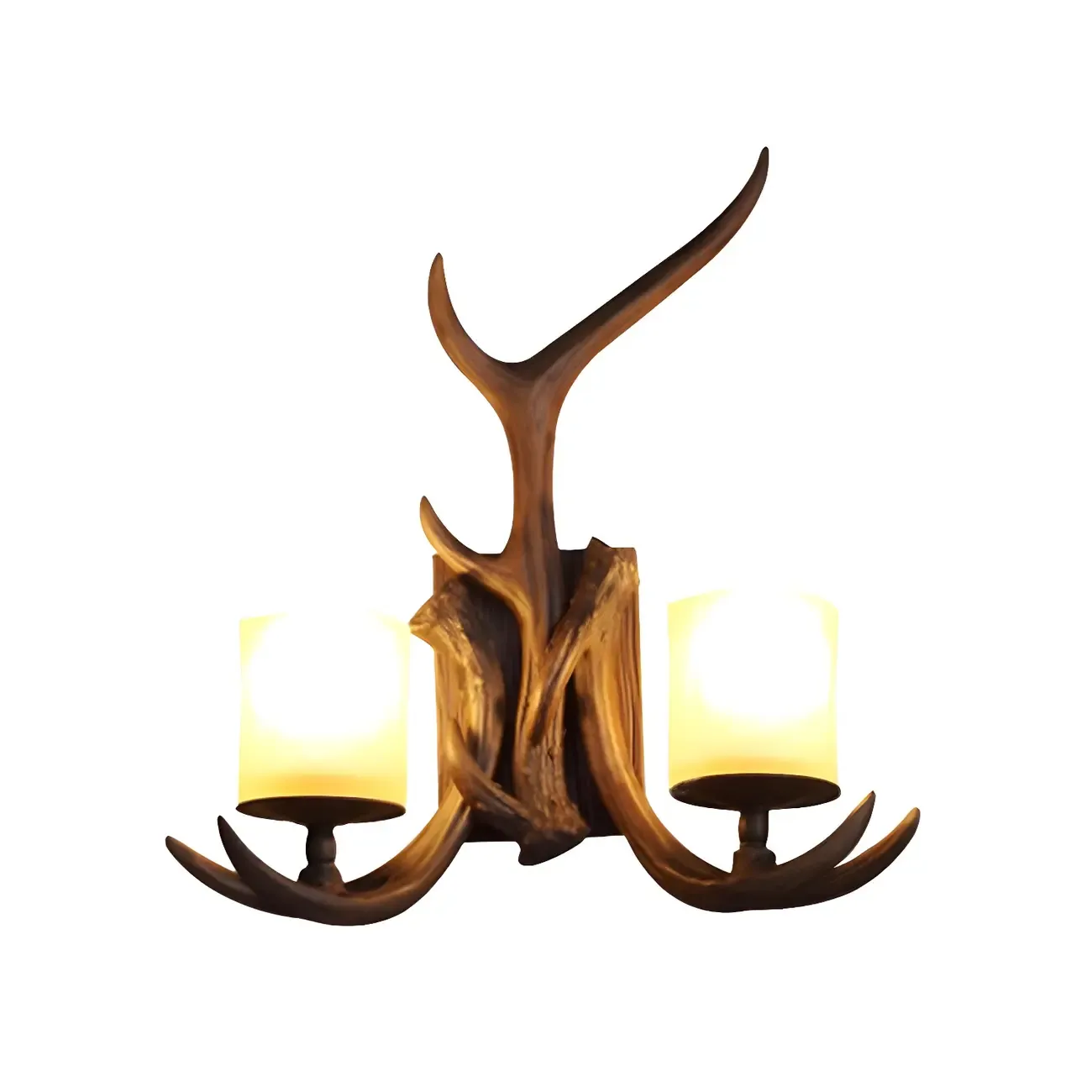 Rustic Antler 2-Light Wall Sconce with Frosted Glass Image - 5