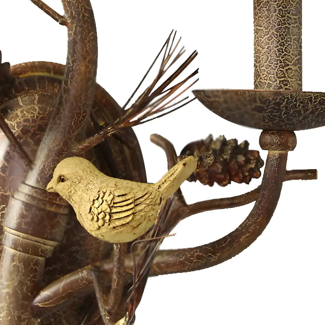 Traditional 2-Light Rust Resin and Fabric Wall Sconce Image - 4