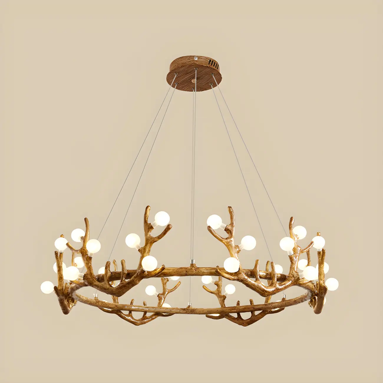 Nordic Brown Antler Frosted Glass LED Ring Chandelier Image - 6 | homeyfad