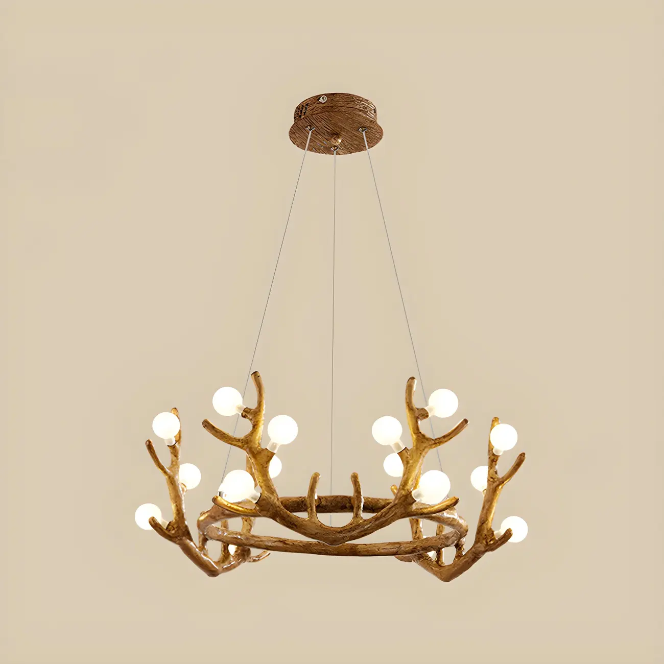 Nordic Brown Antler Frosted Glass LED Ring Chandelier Image - 8 | homeyfad