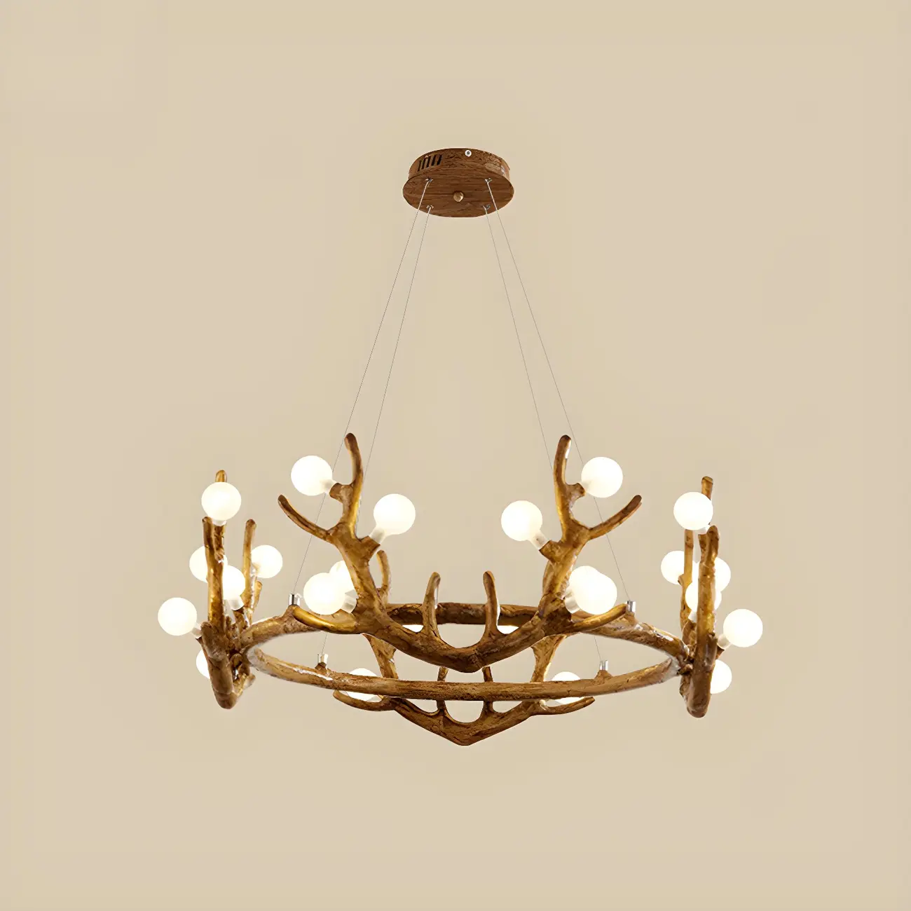 Nordic Brown Antler Frosted Glass LED Ring Chandelier Image - 10 | homeyfad