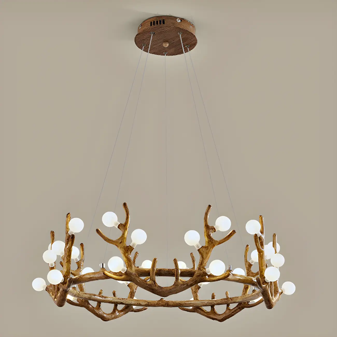 Nordic Brown Antler Frosted Glass LED Ring Chandelier Image - 11 | homeyfad