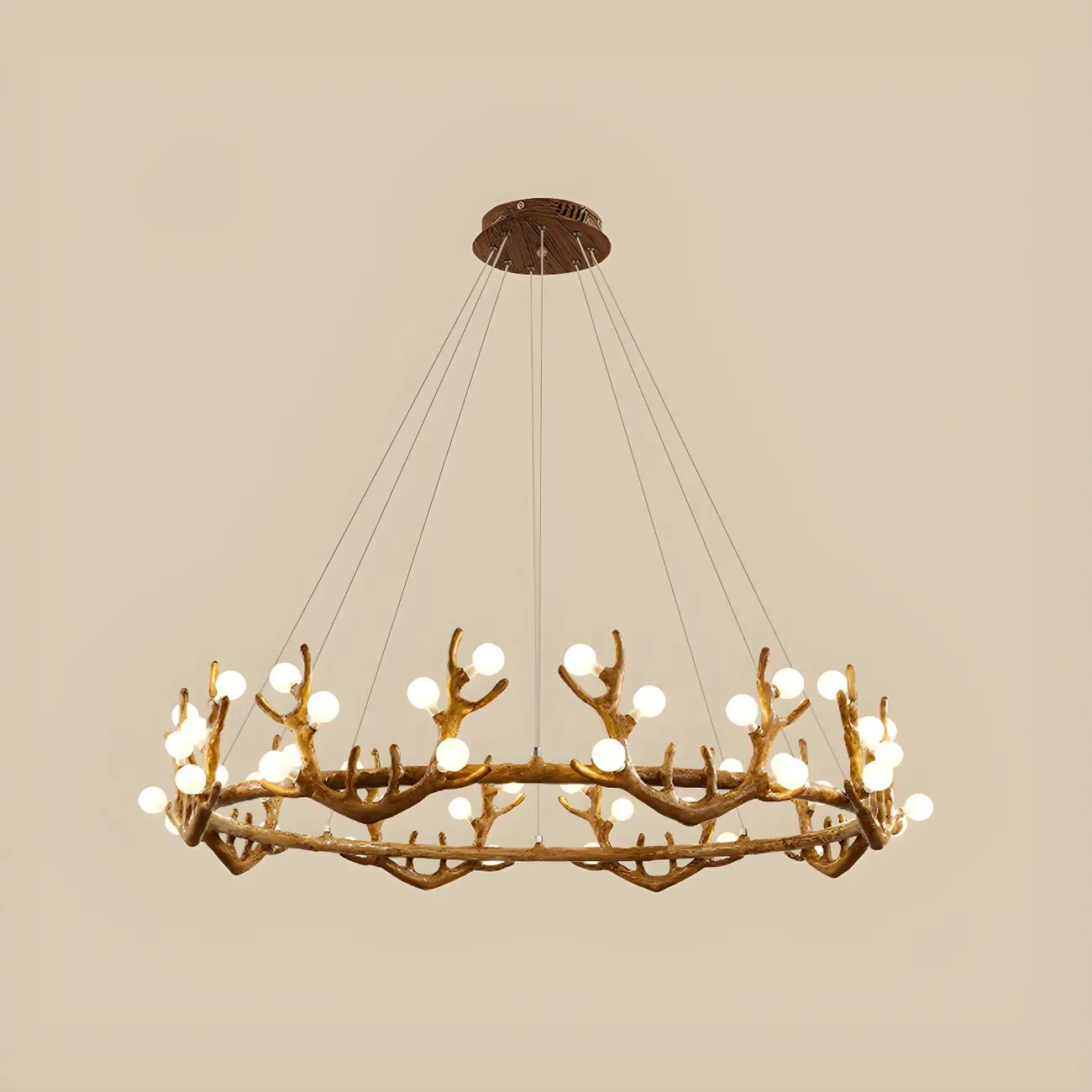 Nordic Brown Antler Frosted Glass LED Ring Chandelier Image - 14 | homeyfad