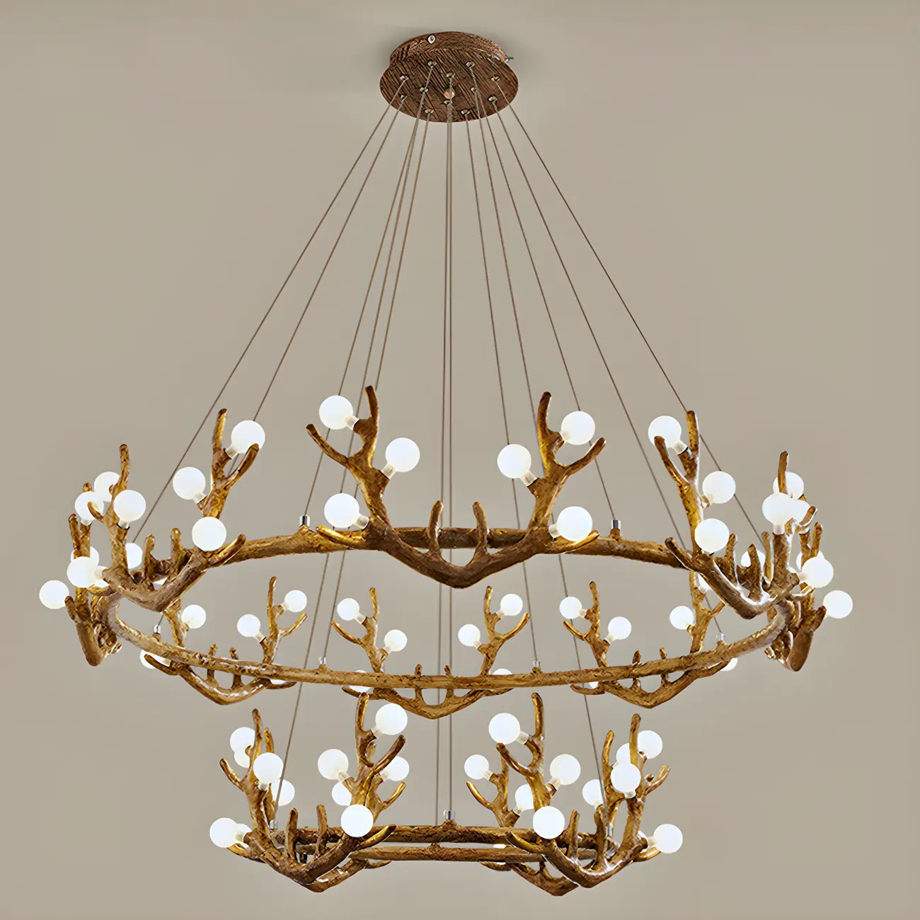 Nordic Brown Antler Frosted Glass LED Ring Chandelier Image - 17 | homeyfad