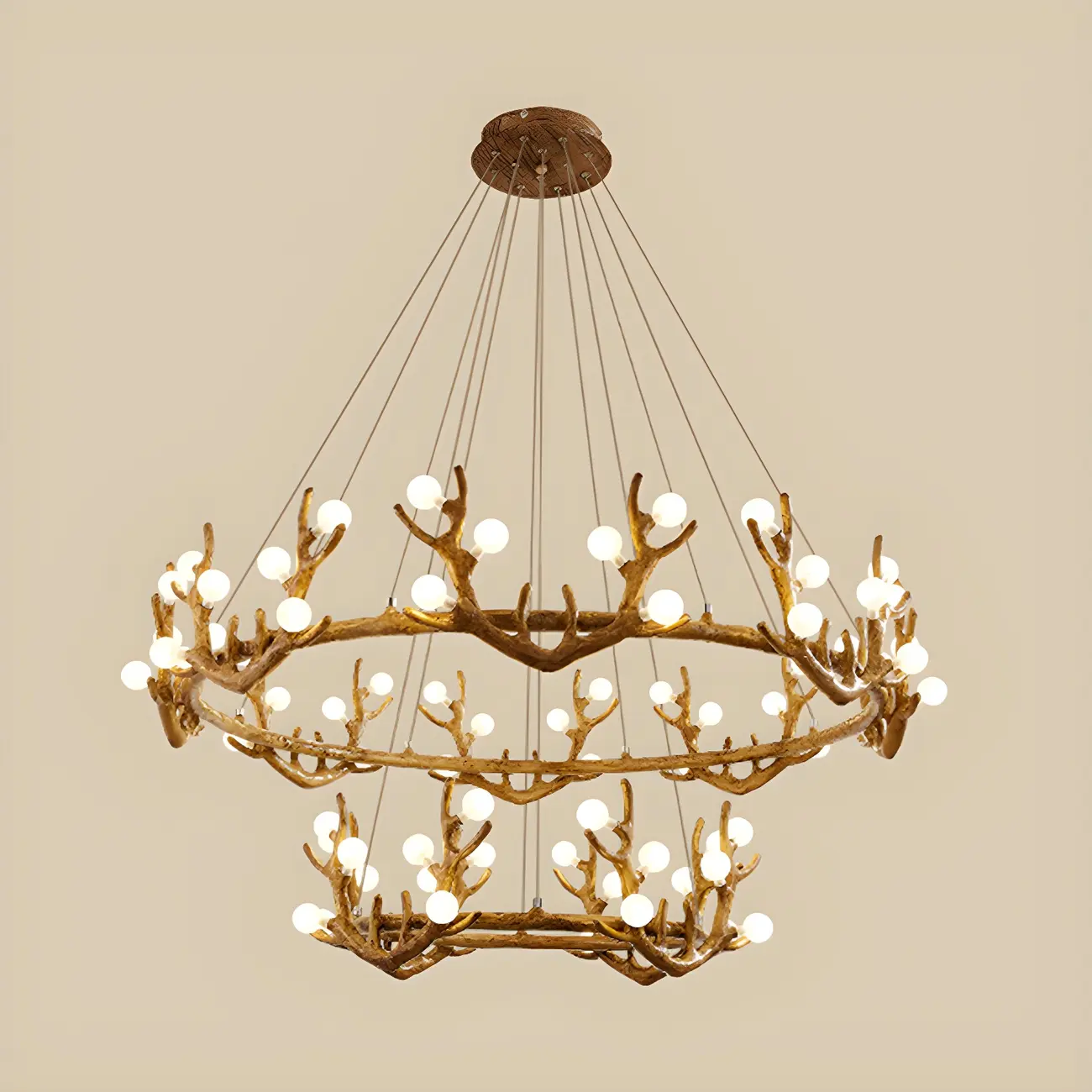 Nordic Brown Antler Frosted Glass LED Ring Chandelier Image - 18 | homeyfad