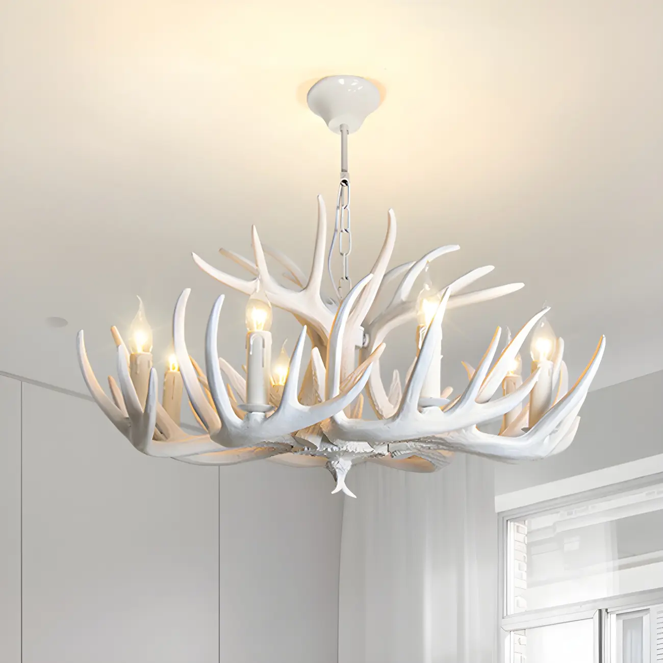 Rustic Antler Chandelier Resin Unique Living Room Lighting Image - 3 | homeyfad